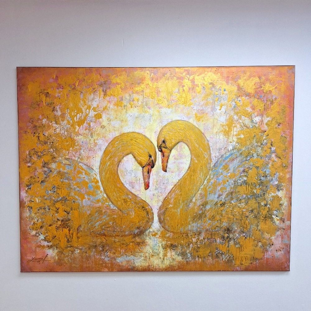 Original Acrylic Painting Elegant Swan Art .36"x48"